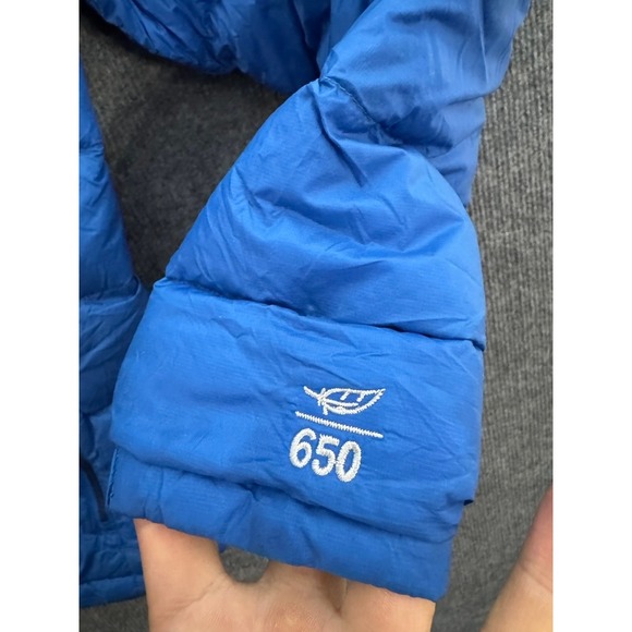LL Bean Kids Ultralight 650 Down Hooded Jacket Blue Puffer Coat L 14-16 507404 - Picture 9 of 10